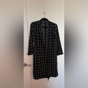 MINE Black Windowpane Blazer Jacket DUSTER sz M